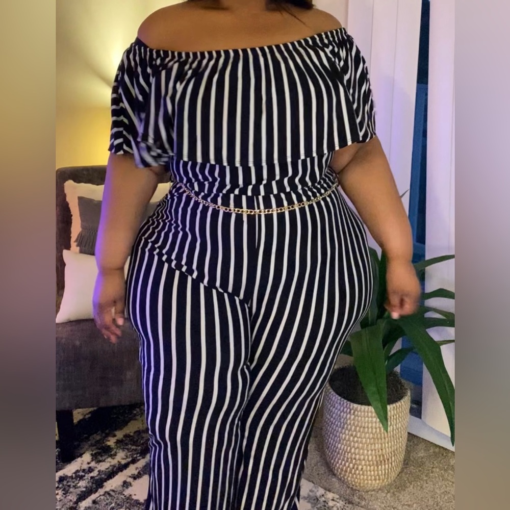 Ruffle Off The Shoulder Jumpsuit - VIBE (1X)